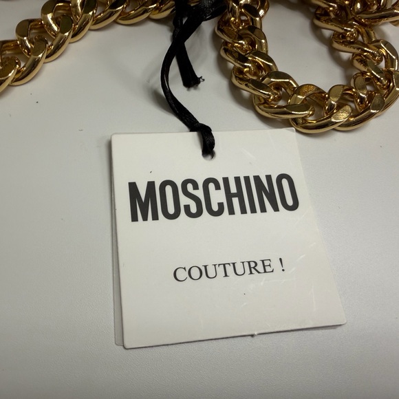 NWT- Moschino Snakeskin Leather Print Chain Bag - Green and Gold - Picture 7 of 7